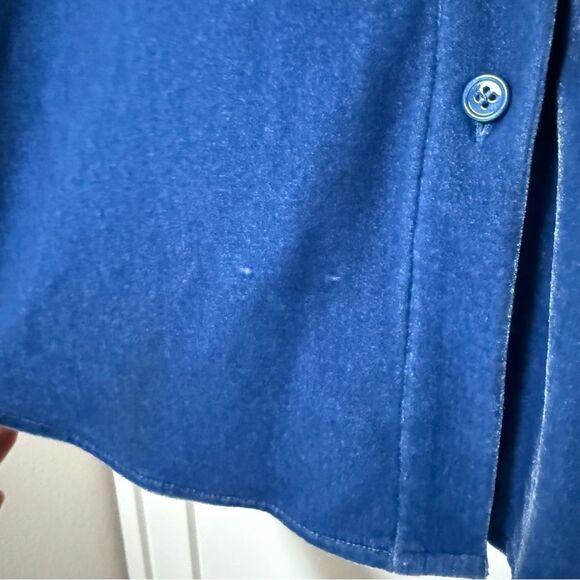Soft Surroundings Boyfriend Shirt Womens Sz M Blue Velvet Long Sleeve Button Up - Picture 4 of 13